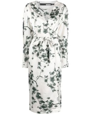 ROTATE BIRGER CHRISTENSEN Abstract Floral-Print Midi Dress - Grey