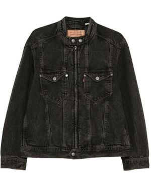 Levi's Faded-Effect Band-Collar Jacket - Black