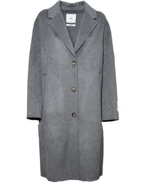 SOLOTRE Manteau Boutonné À Revers Crantés - Grey