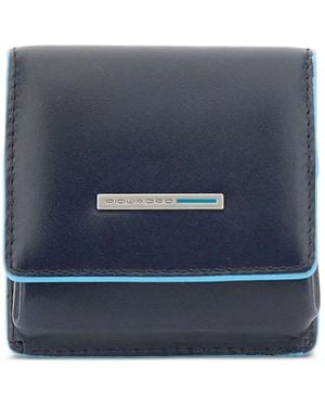 Piquadro Button-Fastening Leather Wallet - Blue