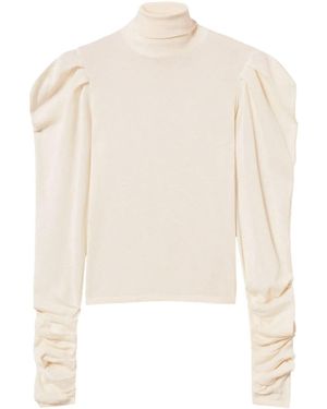 Twinset Puff-Sleeve Turtleneck Sweater - White