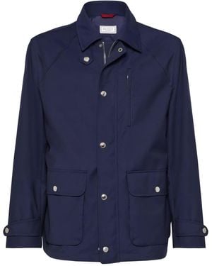 Brunello Cucinelli Raglan-Sleeve Field Jacket - Blue