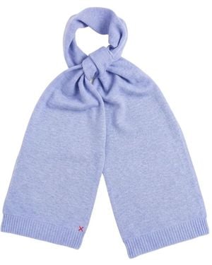 Chinti & Parker Fine-Knit Embroidered Scarf - Blue