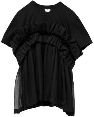 Noir Kei Ninomiya Ruffled Panel T-Shirt - Black