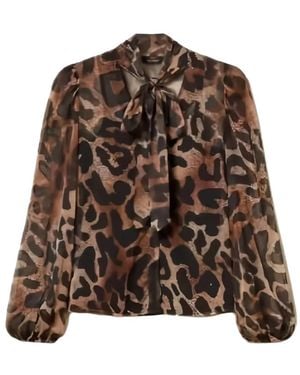 Twinset Animal Print Voile Shirt - Brown