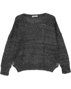 D.exterior Open-Knit Sweater - Gray