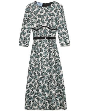 Prada Robe Imprimée À Coupe Longue - Grey