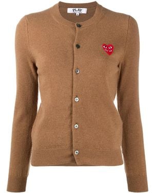 COMME DES GARÇONS PLAY Embroidered-Logo Knit Cardigan - Brown
