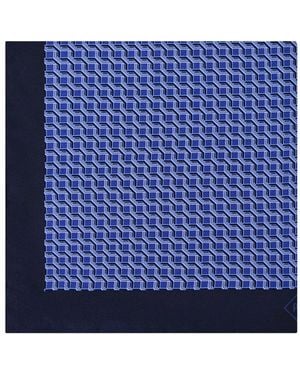Pal Zileri Geometrisch Gemusterter Seidenschal - Blau