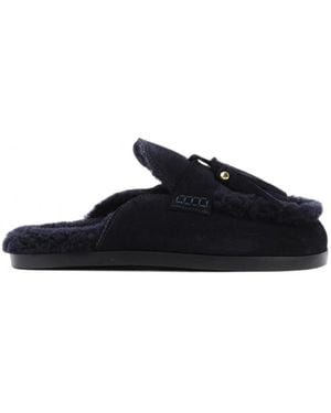 POSA Mules À Franges Et Finitions En Peau Lainée - Black
