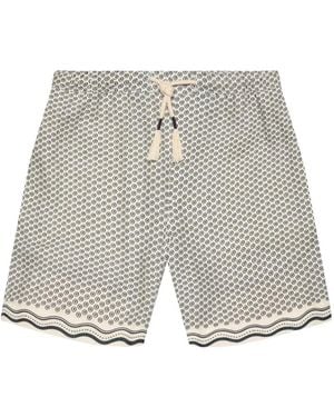 Orlebar Brown Sonoran Geometric-Print Linen Deck Shorts - White
