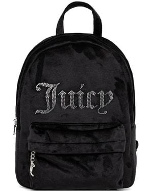 Juicy Couture Crystal-Embellished Velvet Backpack - Black