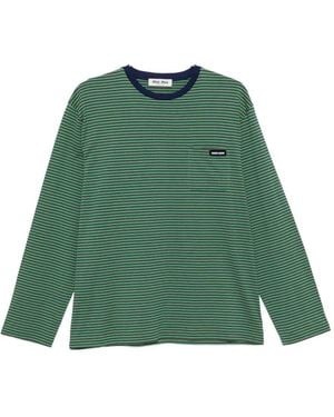 Miu Miu Striped Long-Sleeve T-Shirt - Green