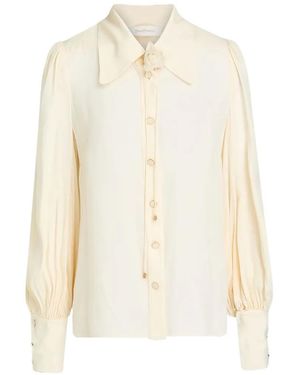 Zimmermann Crepe De Chine-Hemd Mit Blumenapplikation - Weiß