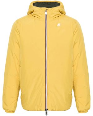 K-Way Logo-Patch Hooded Padded Jacket - Yellow