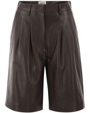 Weekend by Maxmara Nappa-Leather Bermuda Shorts - Grey