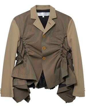 Comme des Garçons Ruched Yarn-Dyed Panelled Jacket - Brown