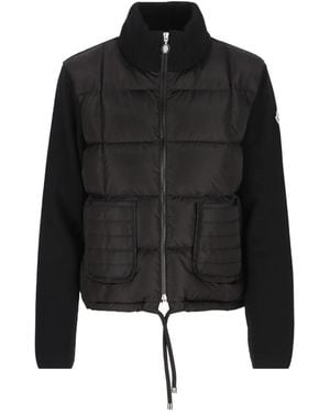 Moncler Quilted-Panel High-Neck Cardigan - Black