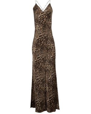 Nili Lotan Ira Leopard-Print Slip Maxi Dress - Natural