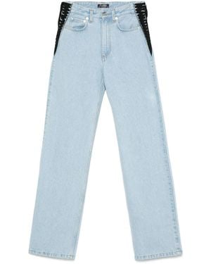 Mugler Straight-Leg-Jeans Mit Schnürung - Blau