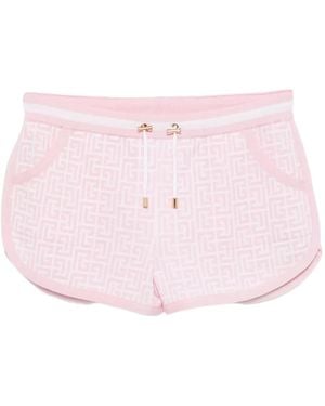 Balmain Shorts Mit Logo-Stickerei - Pink