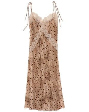 Bimba Y Lola Polka-Dot Lace Dress - Natural