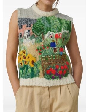 Mii June Graphic-Knit Jumper - Green