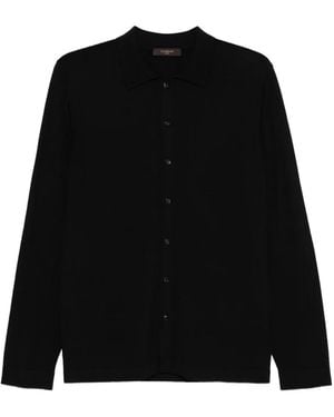 Zanone Virgin-Wool Button-Front Shirt - Black