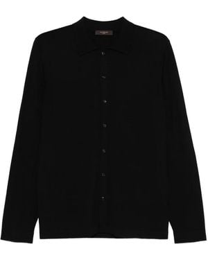 Zanone Virgin-Wool Button-Front Shirt - Black