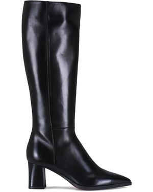Santoni Mariel Pointed-Toe Block-Heel Boots - Black