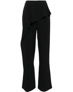 Edward Achour Paris Ruffled-Detail Flared Trousers - Black