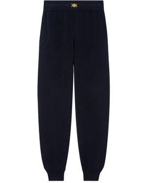 Versace Cashmere-Cotton Knit Joggers - Blue