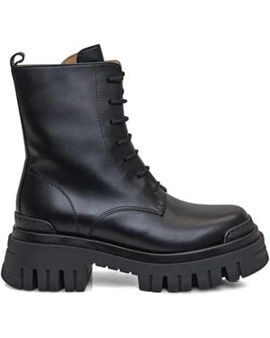 Ennequadro 50Mm Leather Combat Boots - Black