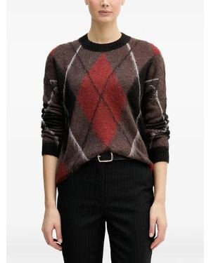 Sisley Argyle Knitted Jumper - Red