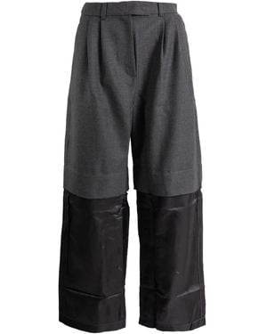 VAQUERA Pleated-Front Panelled Trousers - Grey