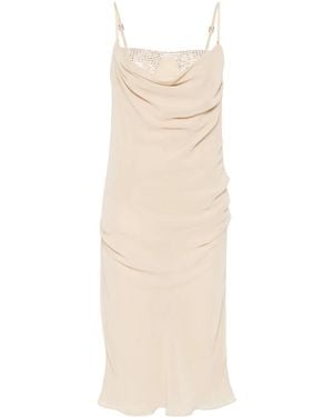 The Attico Draped Midi Dress - Natural