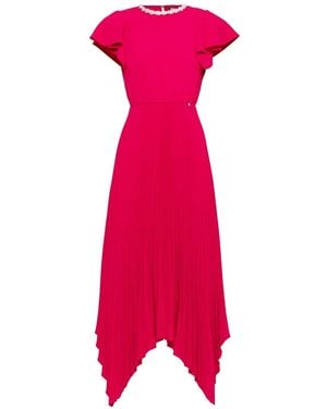 Nissa Crystal-Embellished Pleated Midi Dress - Pink