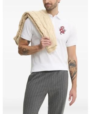 Karl Lagerfeld Snake-Embroidered Polo Shirt - White