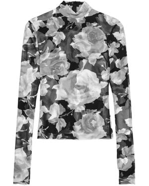MSGM Floral-Detail Top - Grey