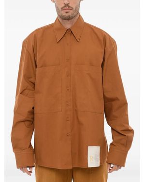 Ramael Italian-Collar Cotton Shirt - Brown