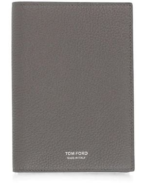 Tom Ford Pebbled-Leather Wallet - Grey