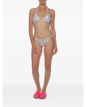 Moschino Heart-Print Ring-Detail Bikini Bottoms - White