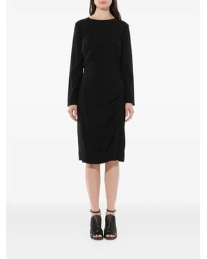 Givenchy Abito Drappeggiato A Maniche Lunghe - Nero