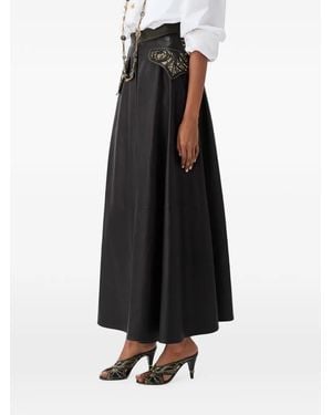 Versace Studded Leather Midi Skirt - Black
