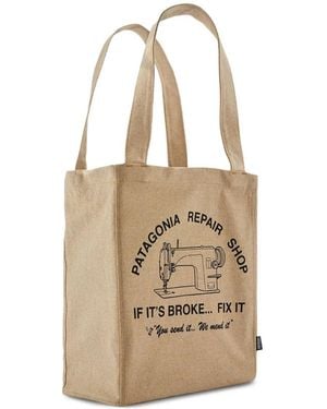 Patagonia Recycled Market Logo-Print Tote Bag - Natural