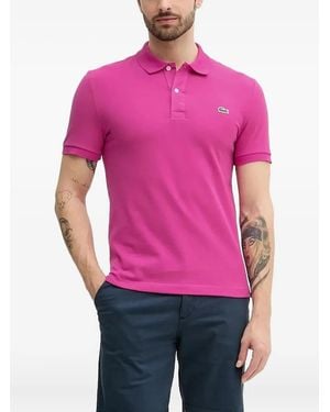 Lacoste Embroidered-Logo Polo Shirt - Pink