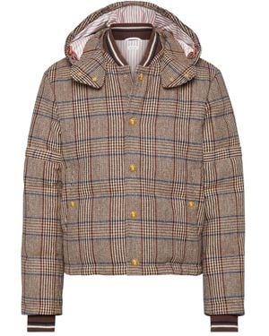 Thom Browne Veste Zippée À Carreaux - Marron