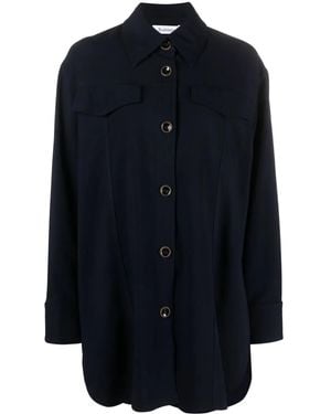 Rodebjer Pointed-Collar Button-Up Shirt - Blue