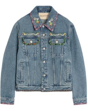 Valentino Garavani Embroidered Denim Jacket - Blue