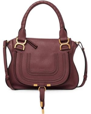 Chloé Chloe Marcie Grained Leather Shoulder Bag - Purple